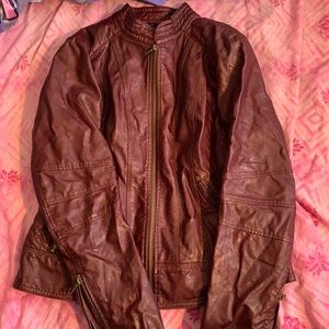 Red Leather Jacket Guess